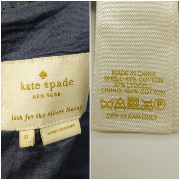 $348 Kate Spade New York Quilted Diamond Chambray Denim Shift Dress Blue Size 0 - Picture 11 of 14